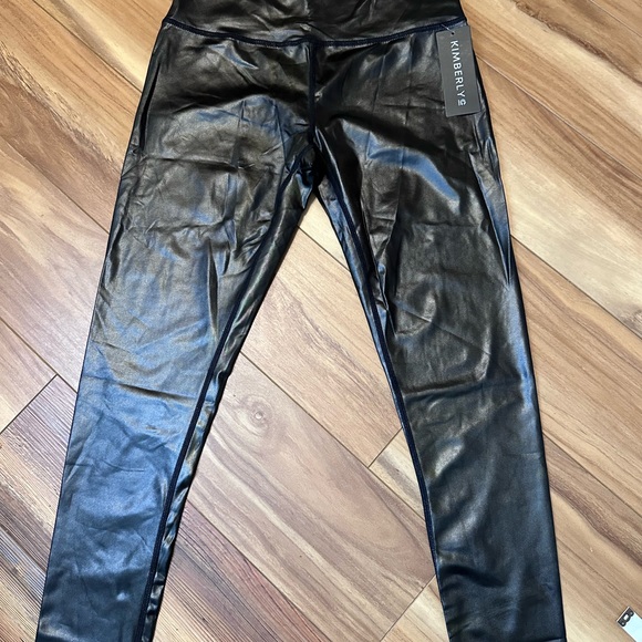 Kimberly Pants - Kimberly C Black Faux Leather Leggings High Rise M NWT